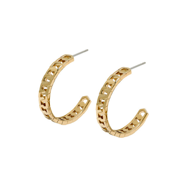 Honeycomb Gold Link Hoop Earrings