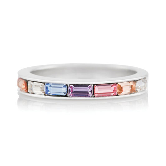 Rainbow Baguette Ring Silver (L)