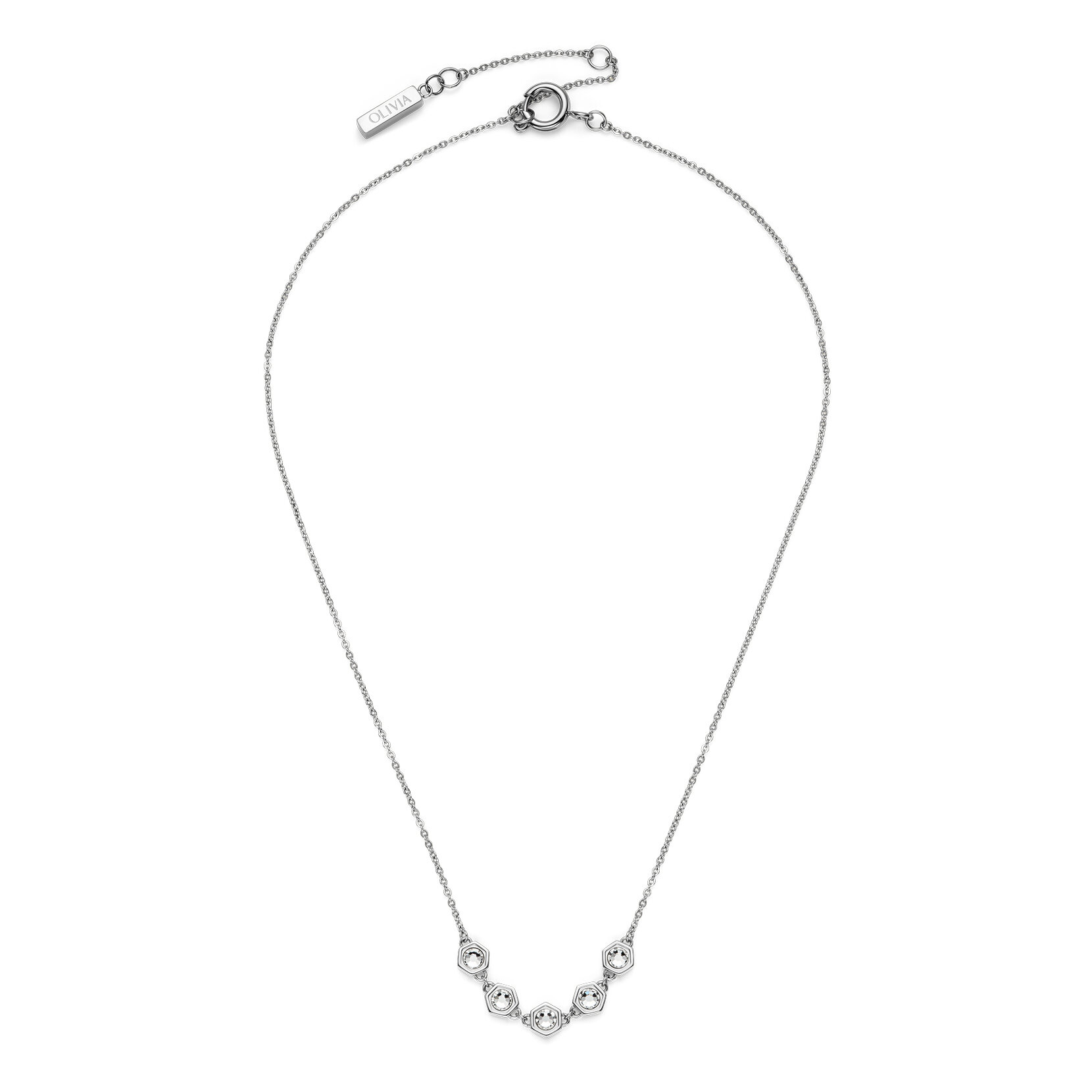 Ever Stacked Crystal Honeycomb Silver Tone Stacking Necklace