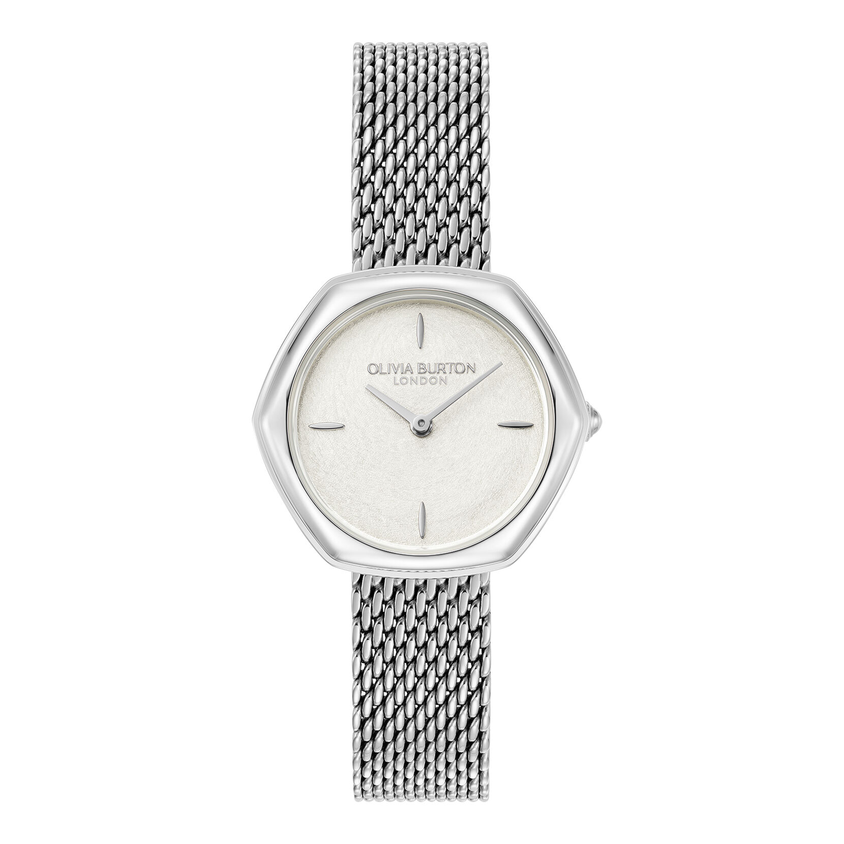 Signature 28mm Charing Silver Mesh Watch | Olivia Burton London