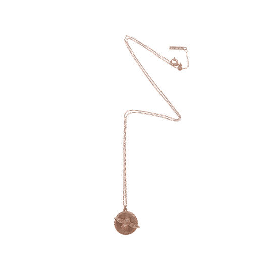 3D Bee & Coin Necklace Rose Gold