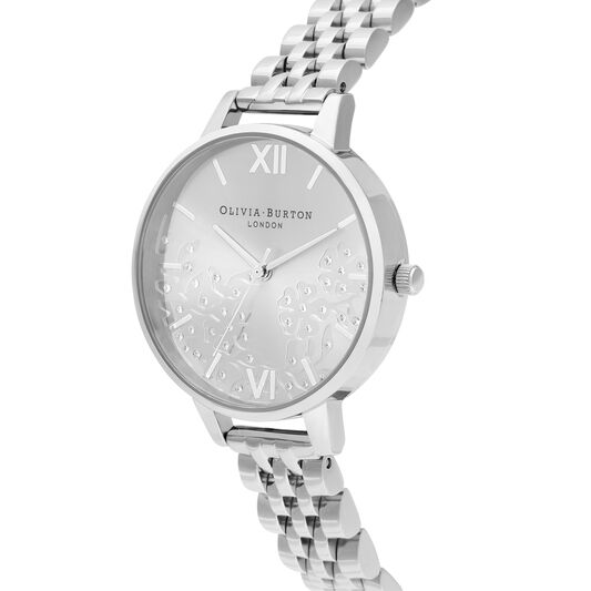 Bejewelled Lace Silver Watch