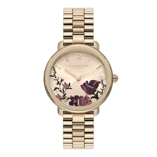 36mm Vintage Floral Rose Gold Bracelet Watch