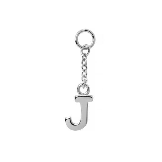 J Alphabet Huggie Charm Silver
