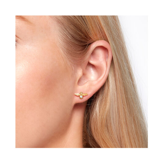 Celebration Bee Studs Gold & Blue Zircon