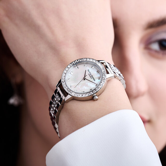 34mm White & Silver Bracelet Watch