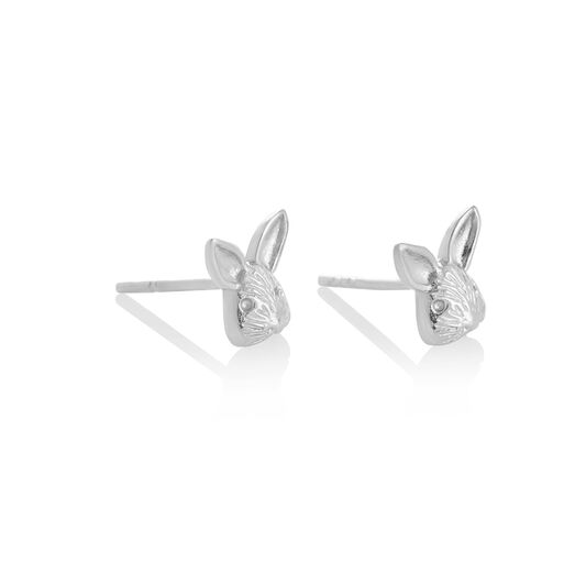 3D Bunny Studs Silver