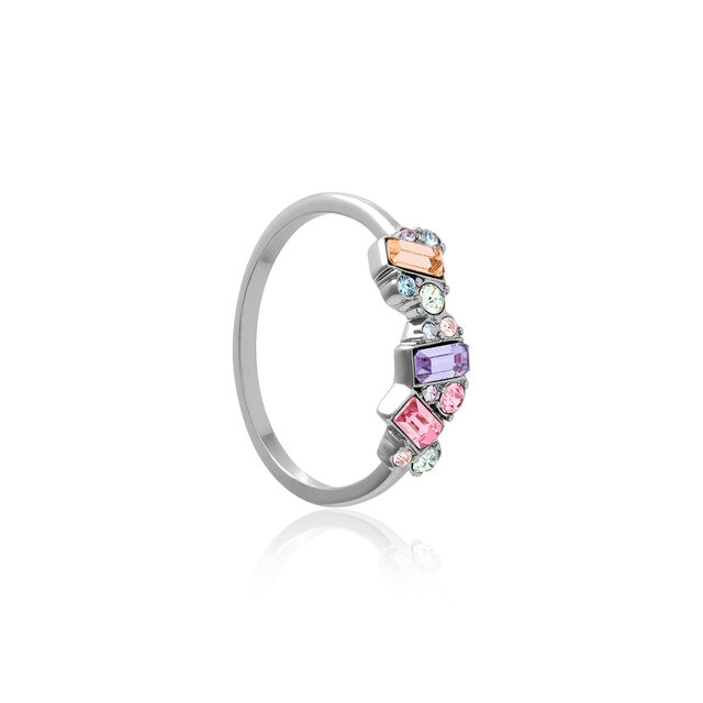 Rainbow Cluster Ring Silver