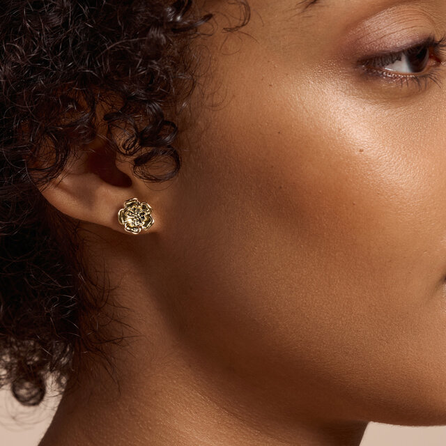 Tudor Rose Gold Plated Stud Earrings