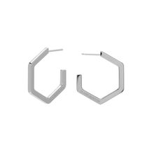 Honeycomb Silver Tone Large Hoop Earrings
