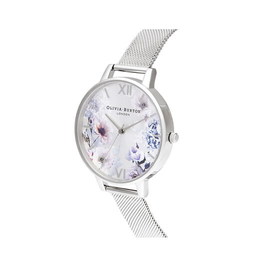 Sunlight Florals Big Dial Silver Mesh