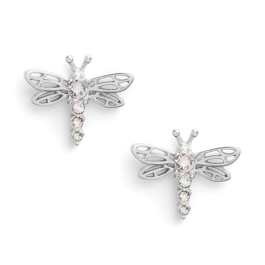 Dancing Dragonfly Stud Earrings Silver