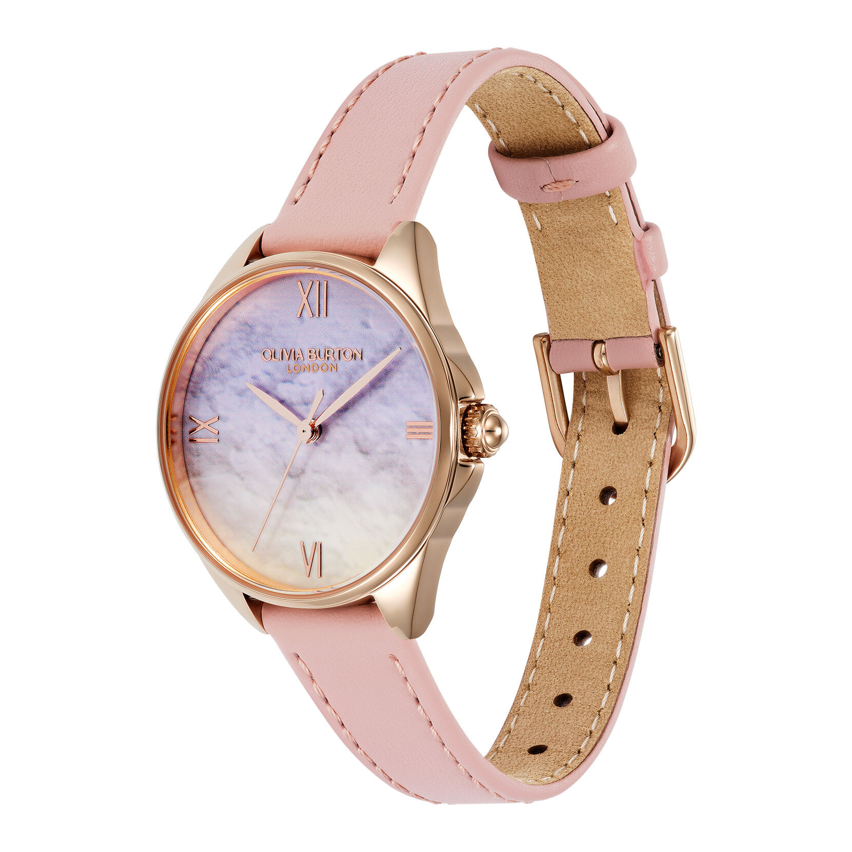 Signature 30mm Azure Rose Gold & Mellow Rose Leather Strap Watch