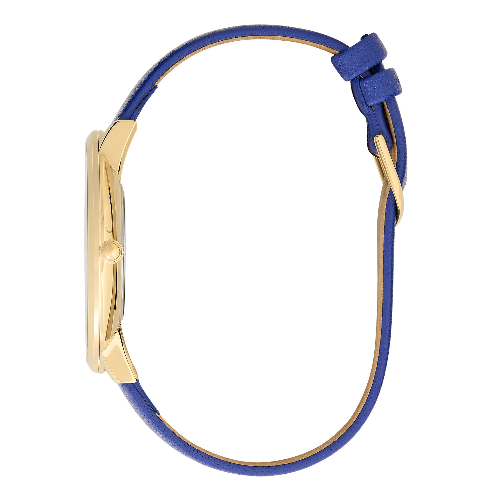 40mm Faux Lapis, Gold & Blue Leather Strap Watch