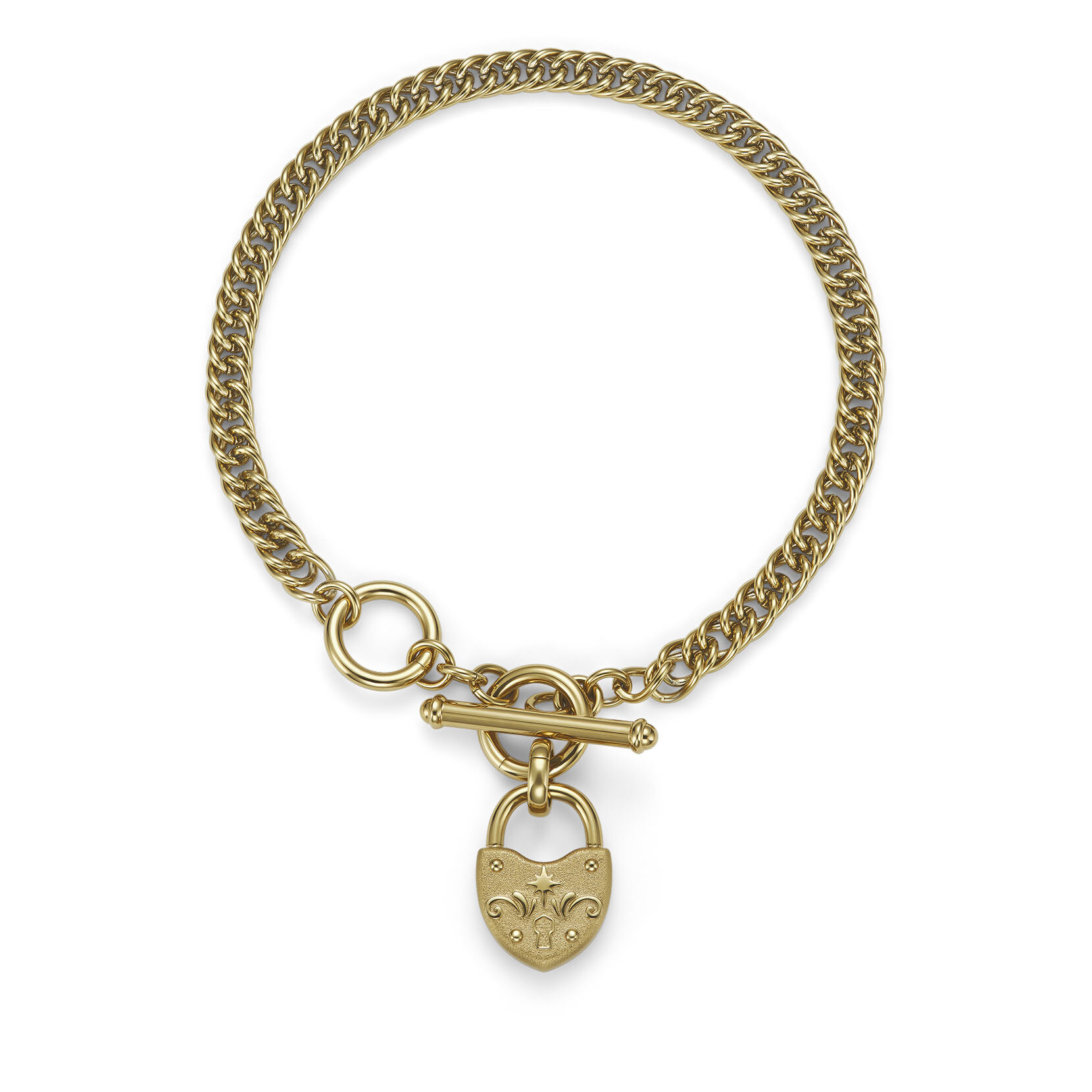 Lock Heart Gold Plated Toggle Bracelet