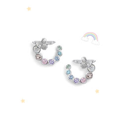 Rainbow Bee Swirl Hoop Earrings Silver