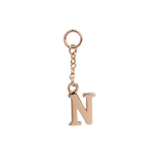 N Alphabet Huggie Charm Rose Gold