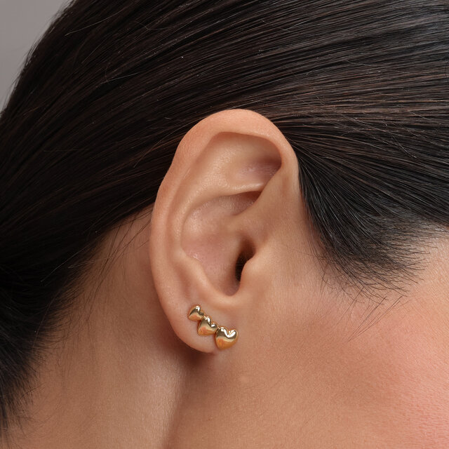 Mini Heart Gold Plated Stud Earrings