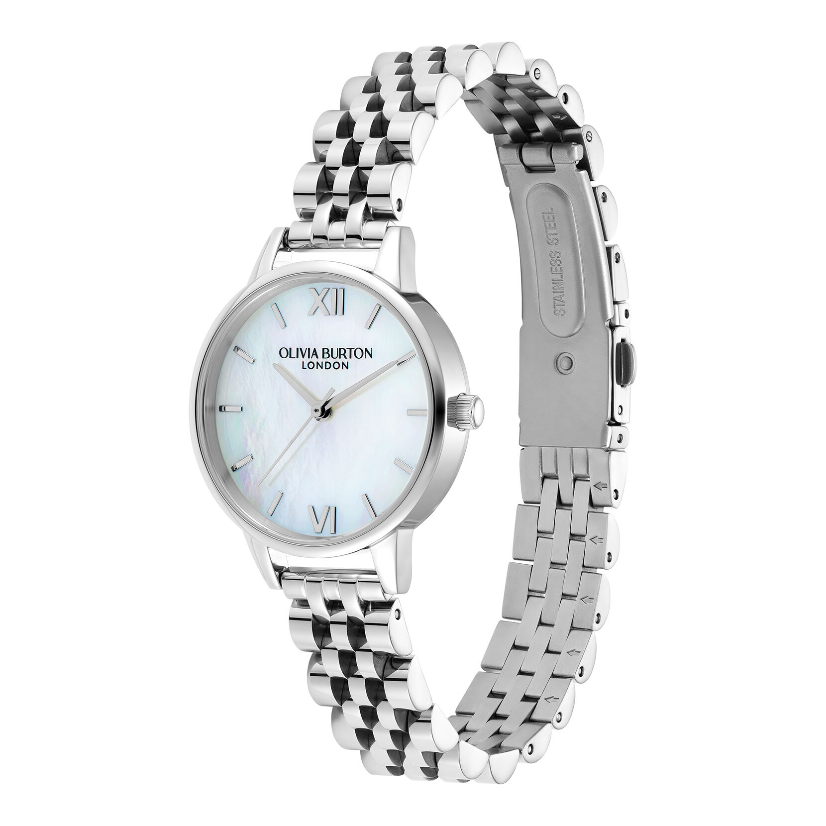 30mm White Silver Bracelet Watch