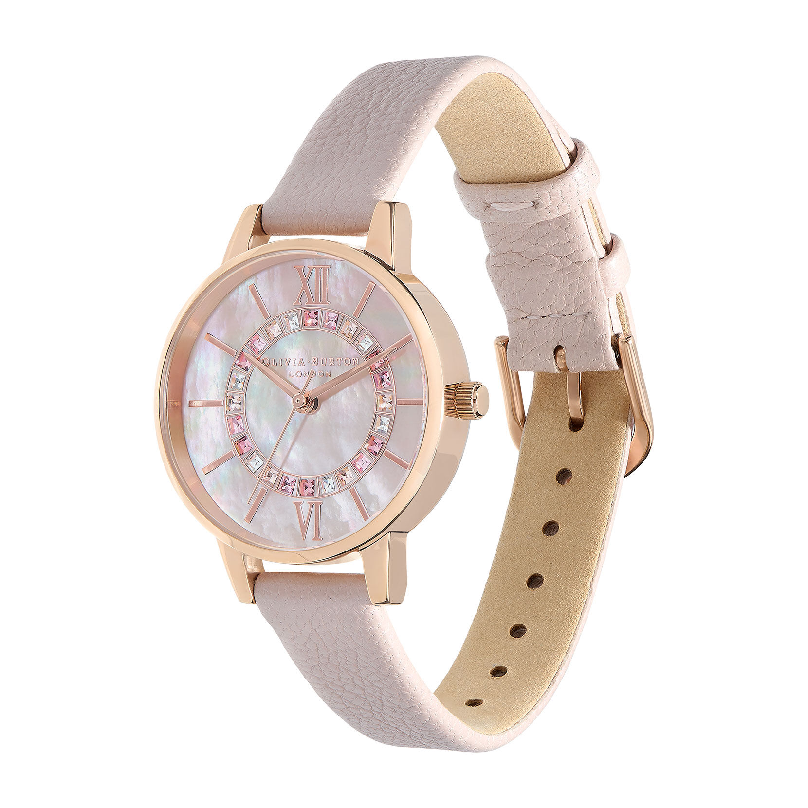 Wonderland 30mm Rose Gold & Pink Leather Strap Watch