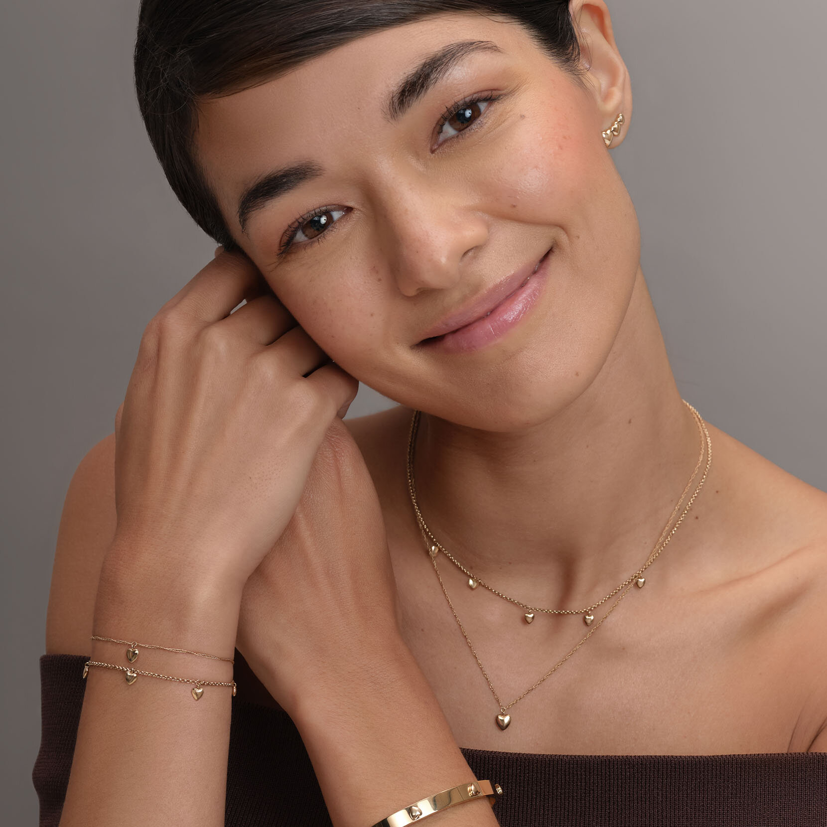 Mini Heart Rose Gold Plated Stud Earrings