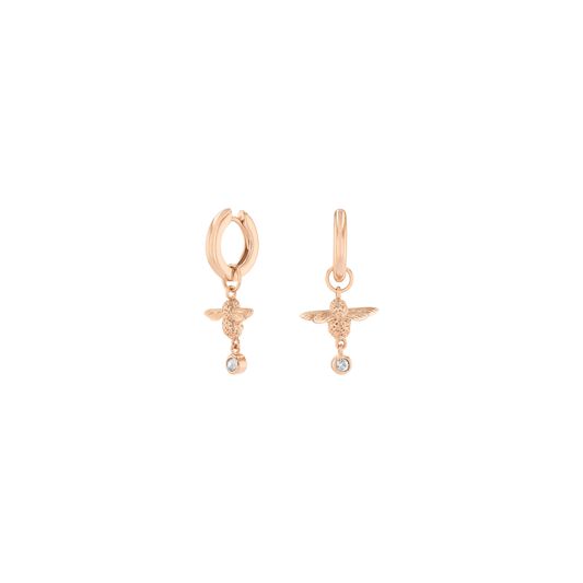 Mom to Bee Huggie Hoop Blue & Rose Gold