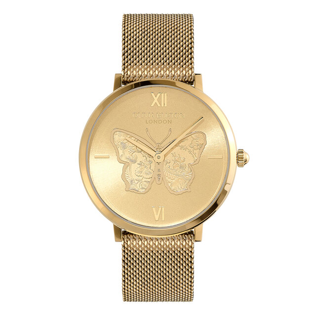 35mm Butterfly Ultra Slim Gold Mesh Watch