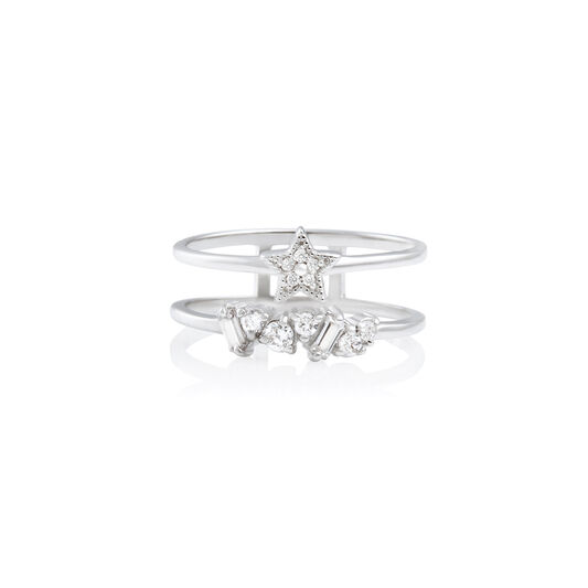 Celestial Double Band Ring Rose Silver S