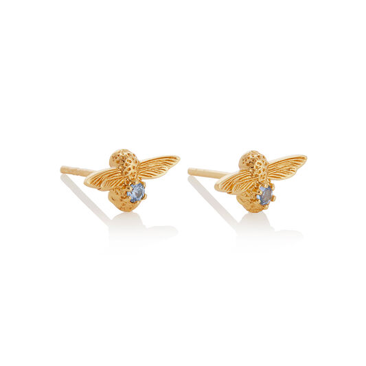 Celebration Bee Studs Gold & Blue Zircon