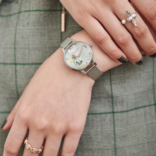 Silver Sunray, Rose Gold & Silver Mesh