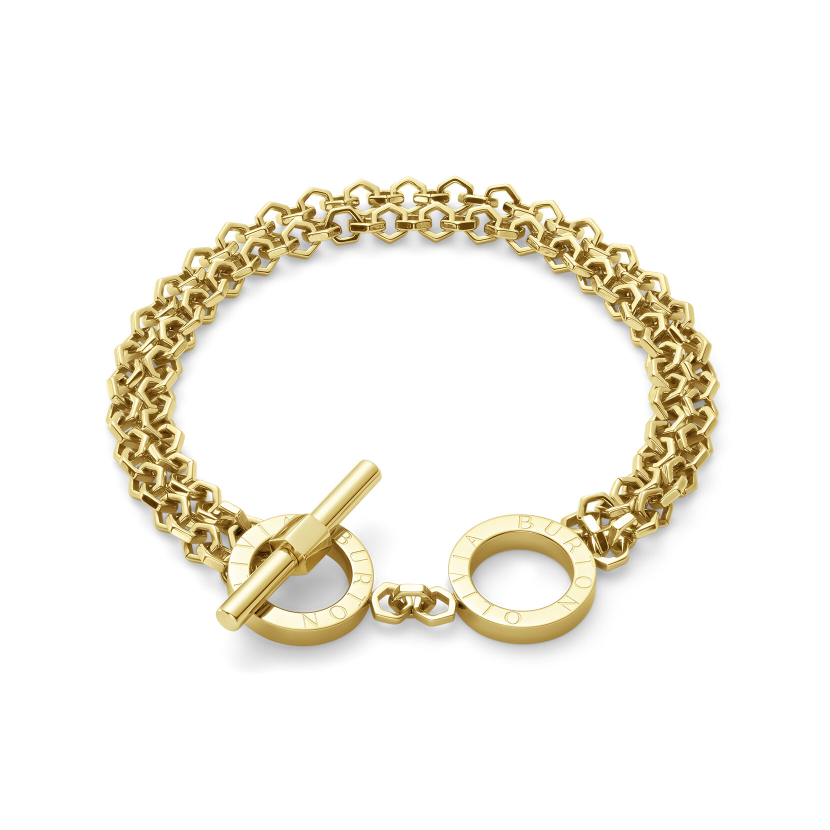 Honeycomb Toggle Gold Plated Bracelet