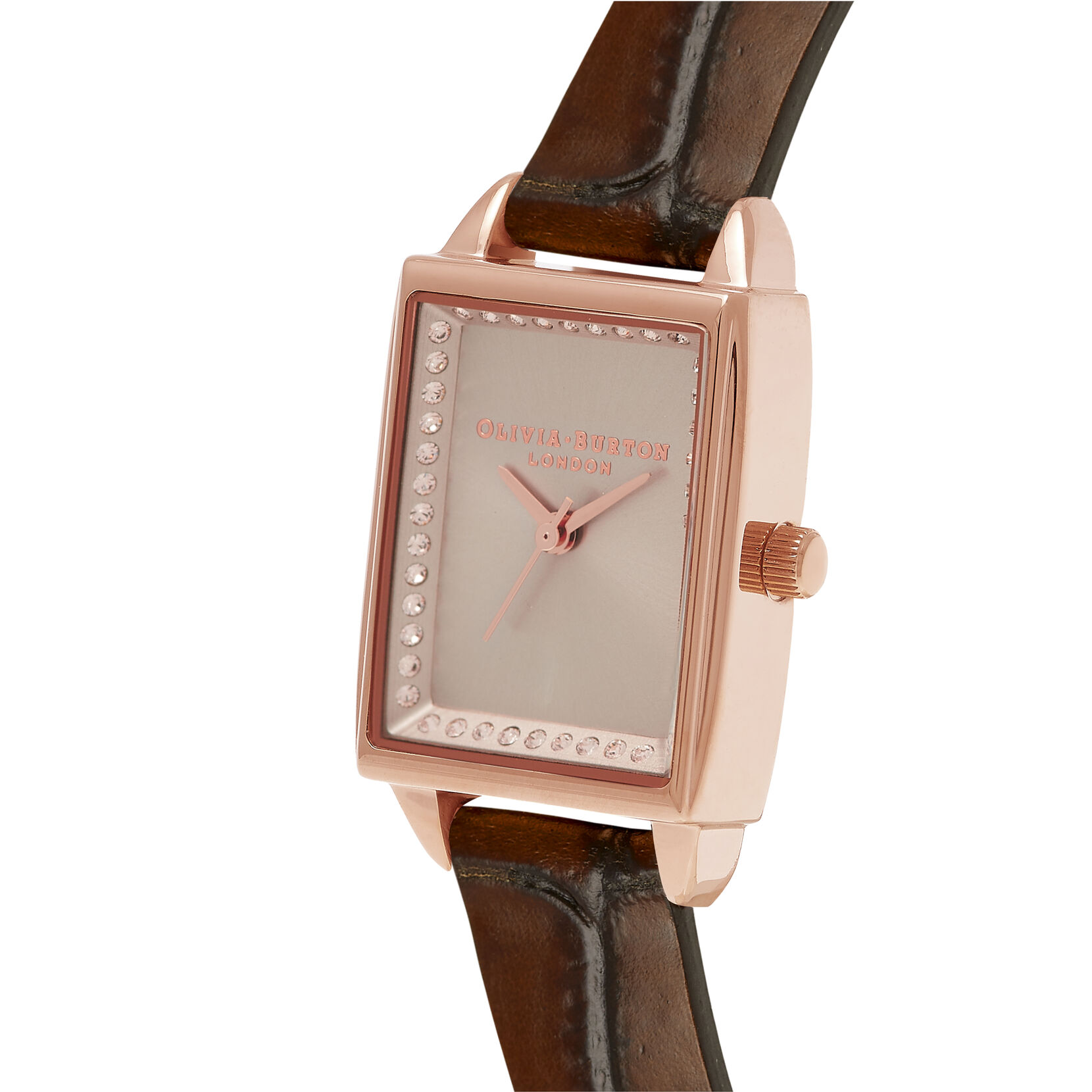 Rose Gold Bezel Dial, Brown Croc & Rose Gold Watch