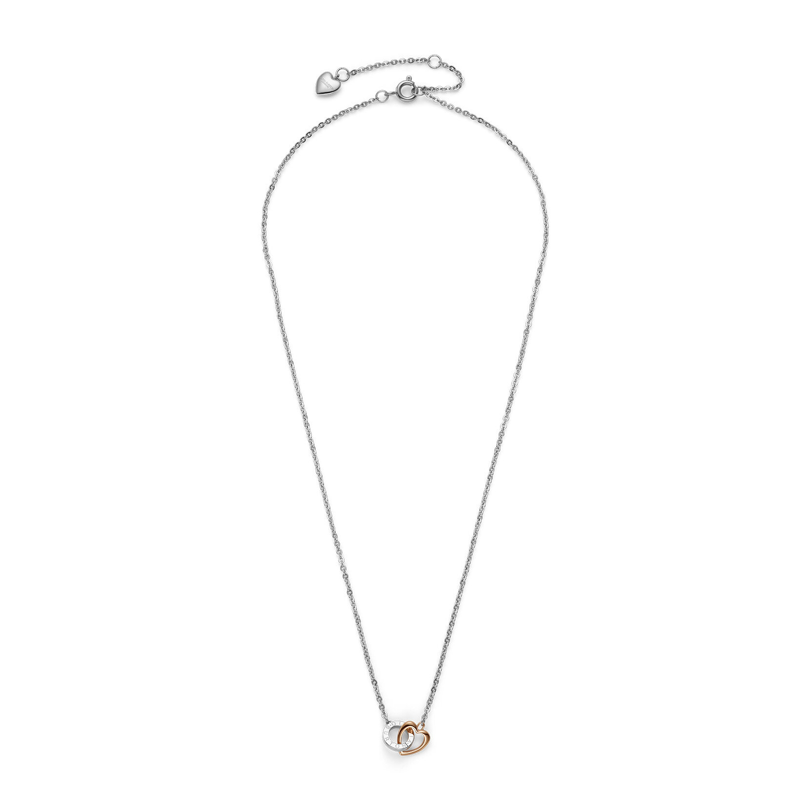 Kindred Interlink Heart Silver & Rose Gold Plated Necklace