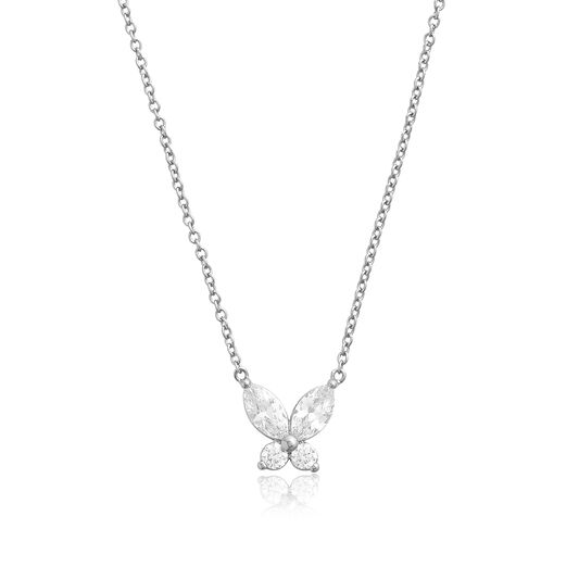 Sparkle Butterfly Silver Marquise Necklace