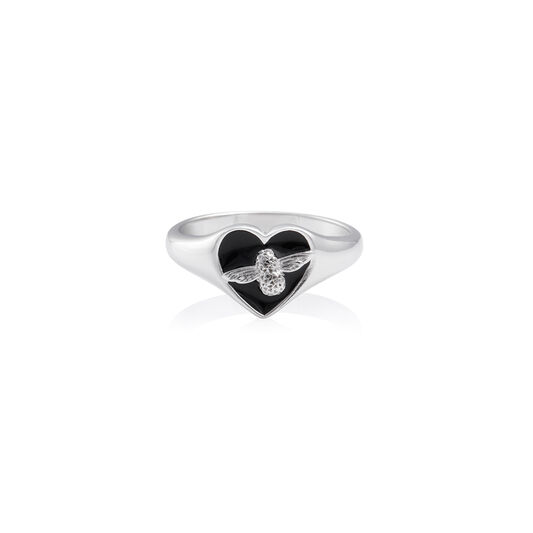 Love Bug Signet Ring Black & Silver S
