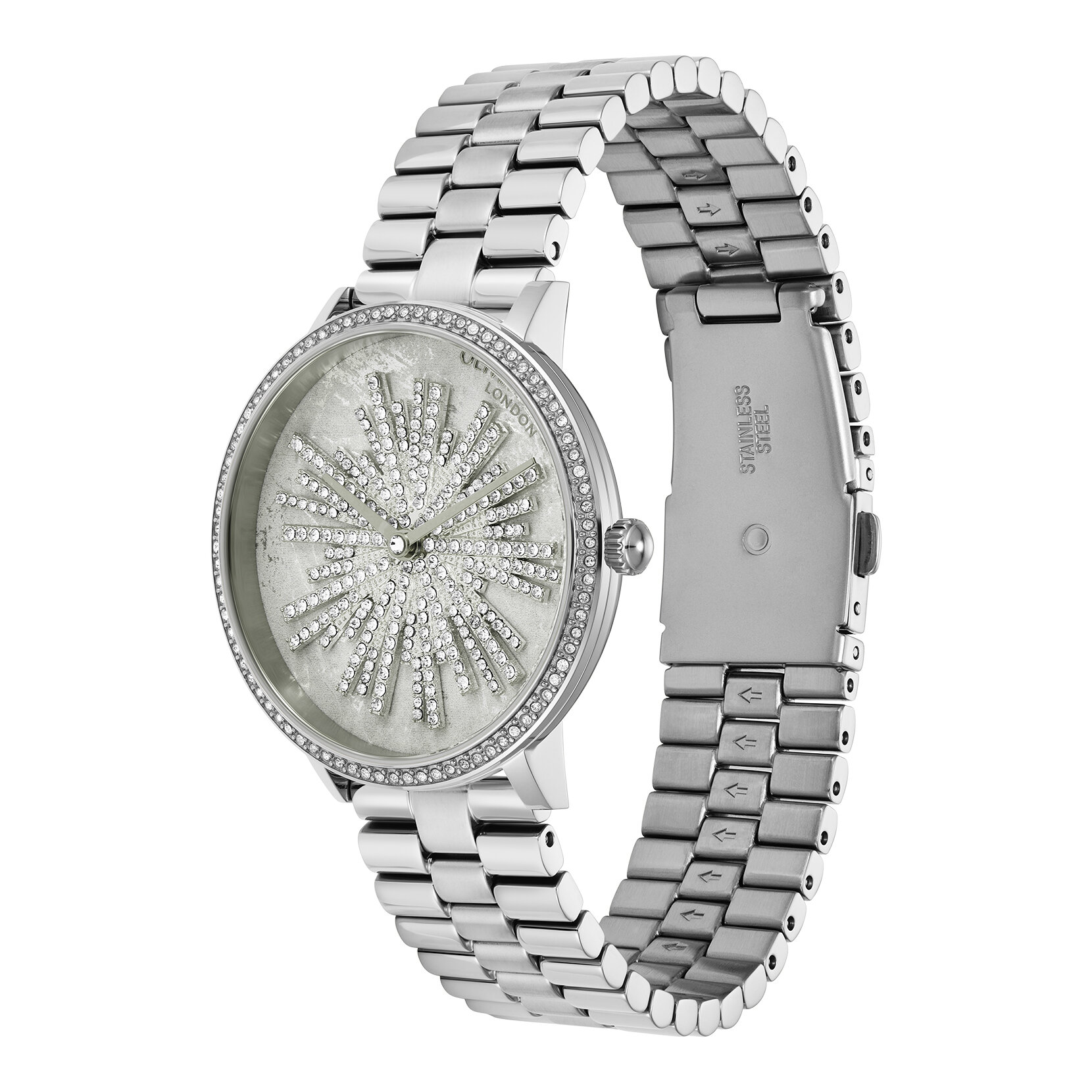 35mm Ice Burst Light Grey & Silver Bracelet Watch