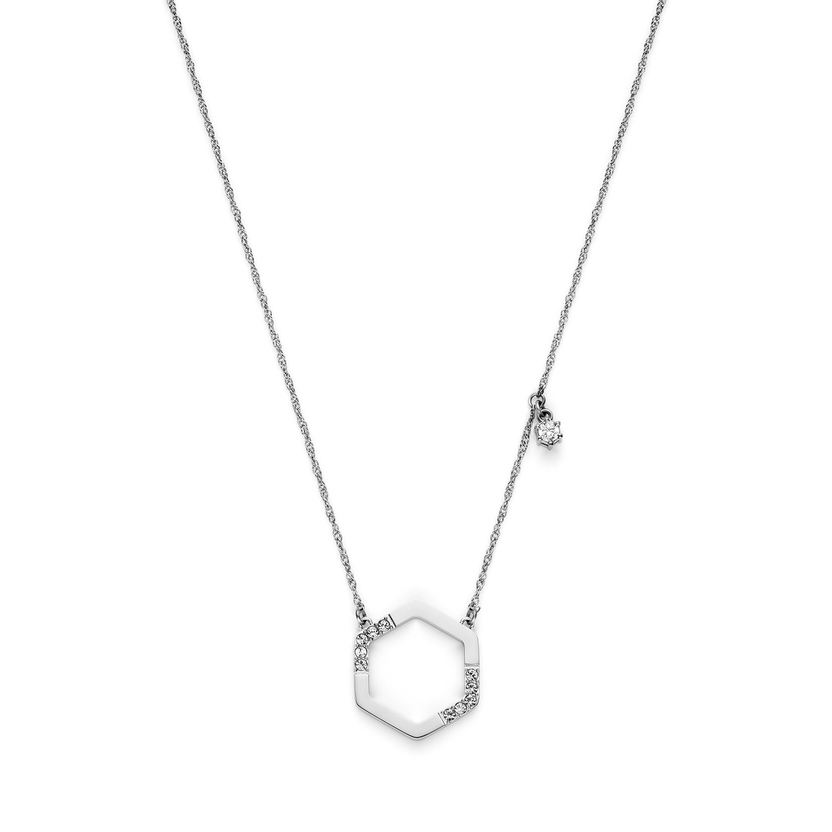 Crystal Honeycomb Silver Tone Necklace