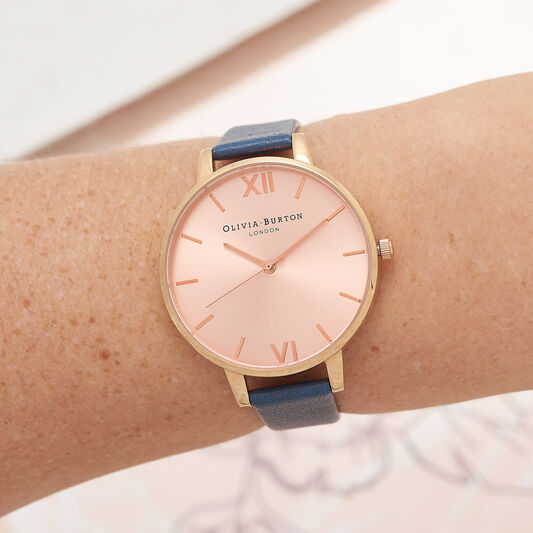 Big Dial Navy And Rose Gold Watch