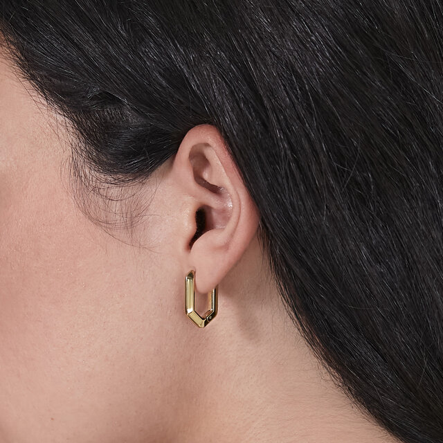Honeycomb Geo Gold Plated Hoop Earrings