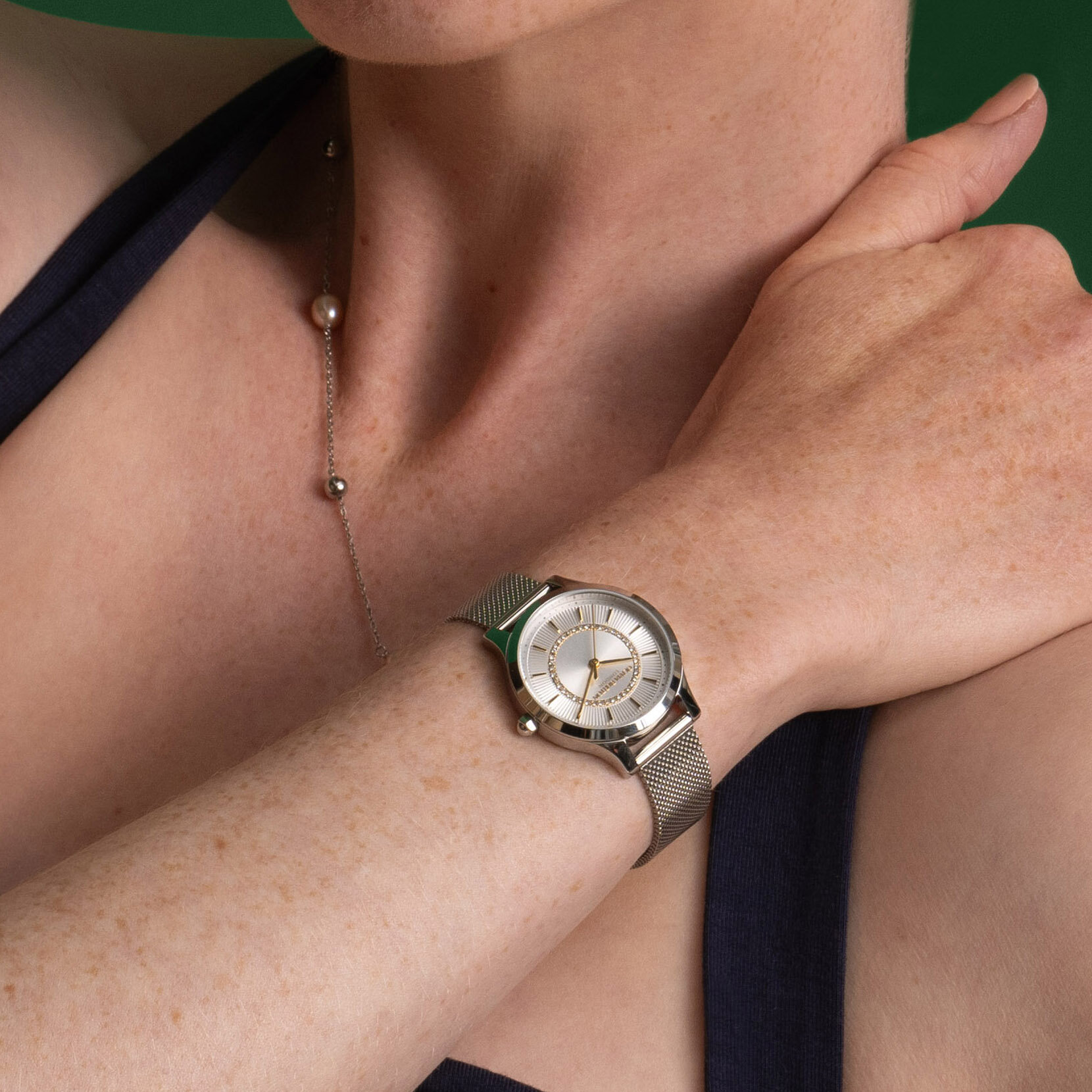 30mm Wonderlust White & Silver Mesh Watch
