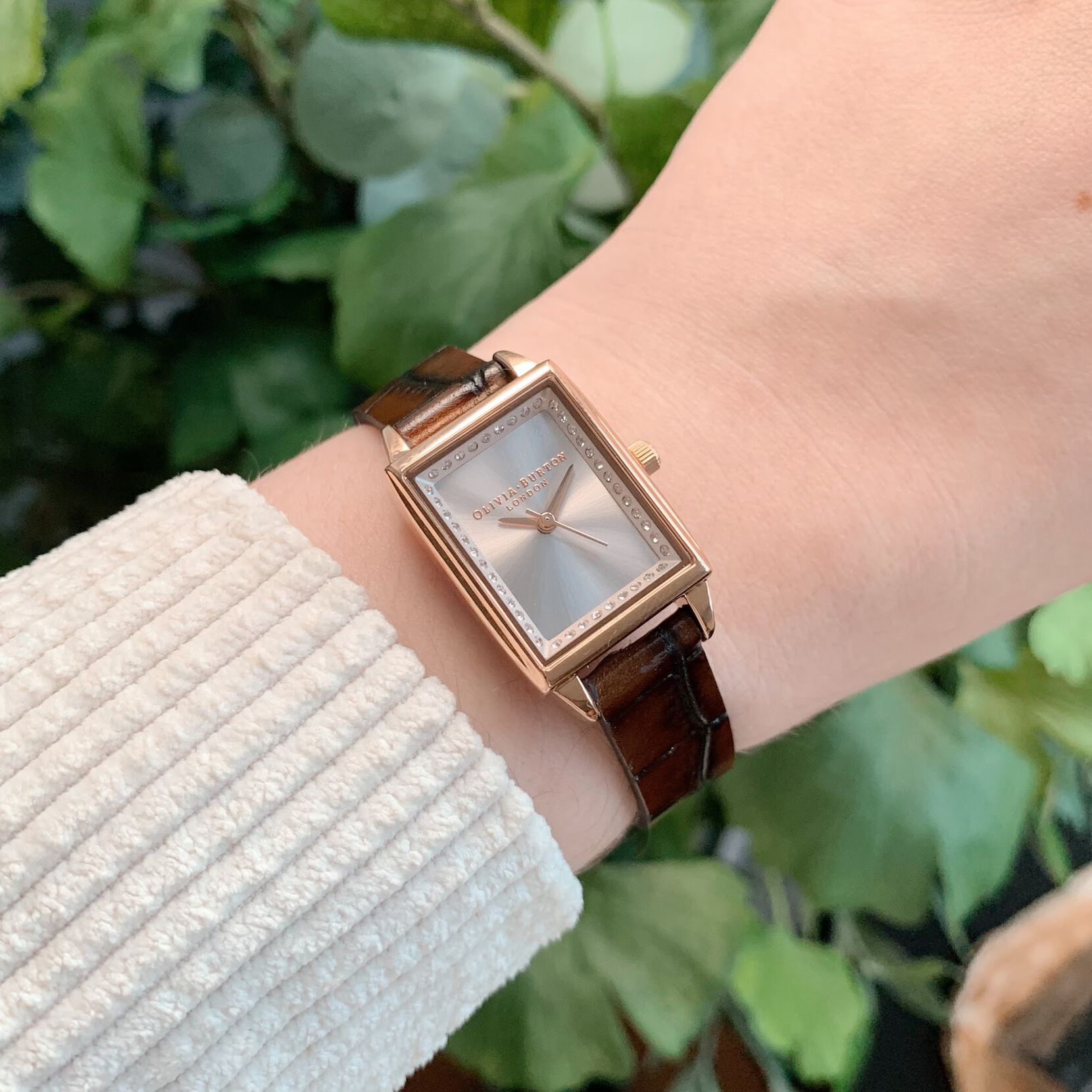 Rose Gold Bezel Dial, Brown Croc & Rose Gold Watch