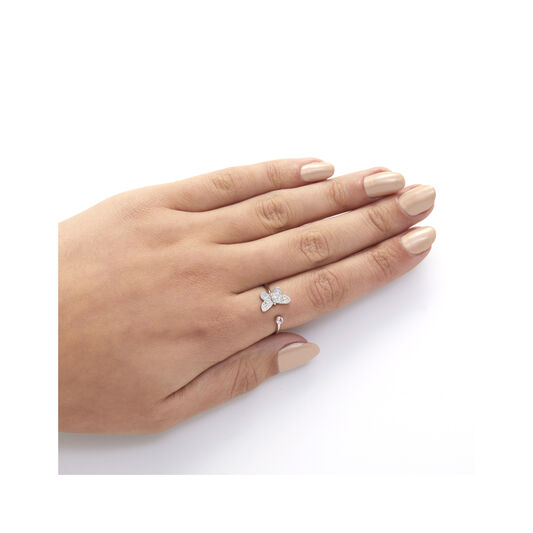 Bejewelled Butterfly Ring Silver & Pink Stone