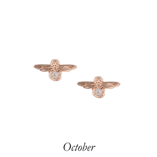 Celebration Bee Studs Rose Gold & Rose Quartz