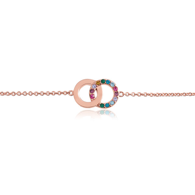 Jewel Rainbow Interlink Rose Gold Bracelet
