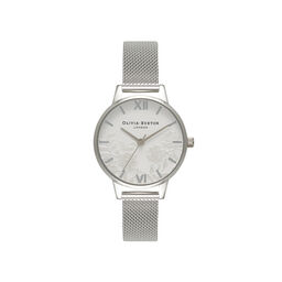 Lace Detail Silver Mesh Watch 