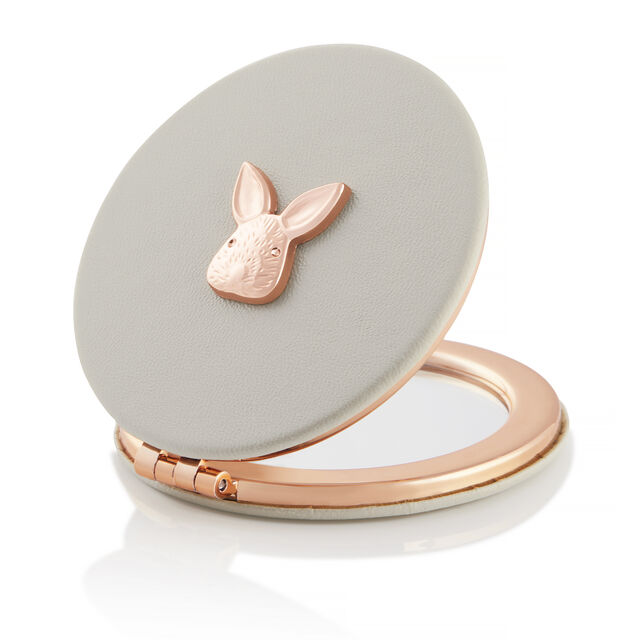 3D Bunny Compact Mirror Grey & Rose Gold