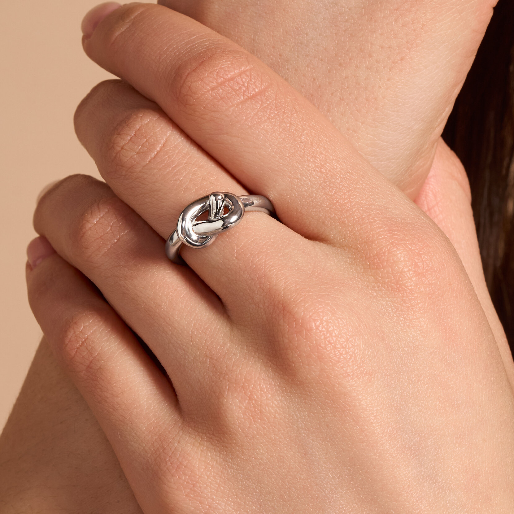Lover's Knot Silver Tone Ring S