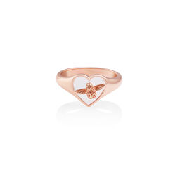 Love Bug Signet Ring White & Rose Gold M