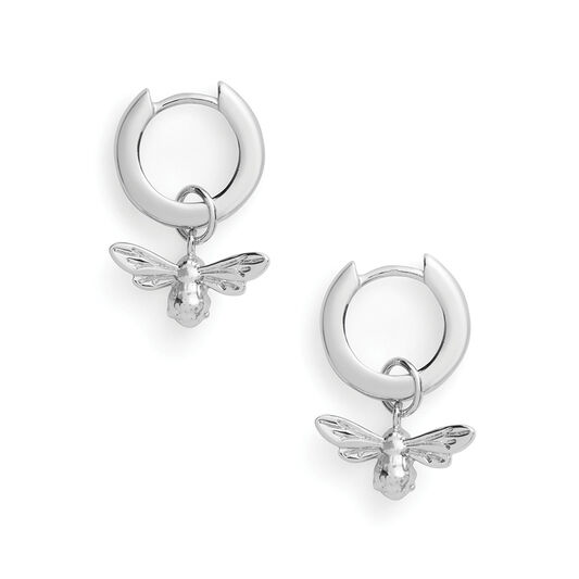 Lucky Bee Huggie Hoop Silver