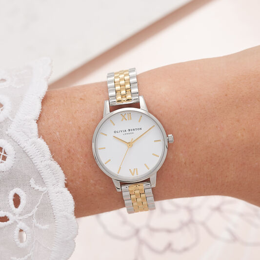 Midi Dial White Dial Gold & Silver Bracelet Watch